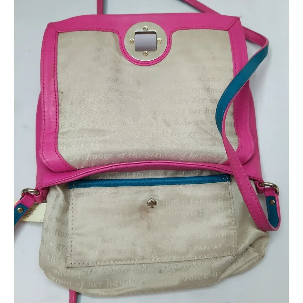 Kate Spade New York Pink Leather Turnlock Flap Closure Crossbody Bag
